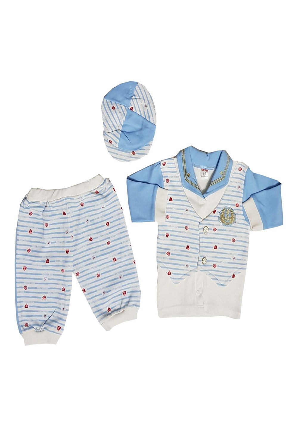 Nenny Baby Mavi - Beyaz 3 Lü Bebek Takım
