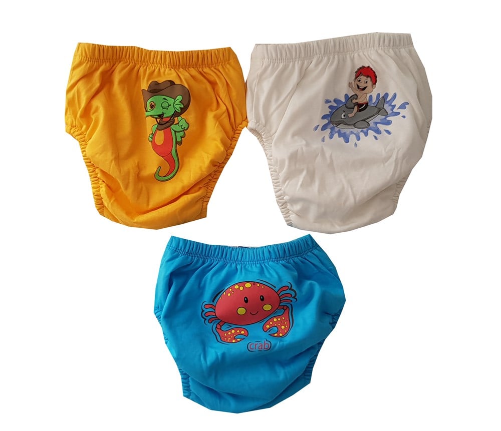 PooPe's %100 Pamuklu Yıkanabilir Erkek Bebek & Çocuk Alıştırma Kilodu 3 Adet