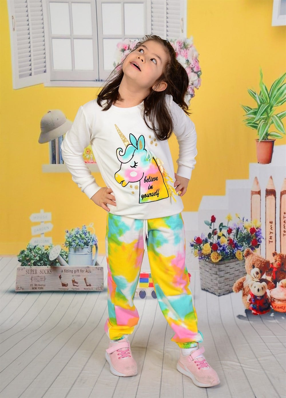 Renkli Unicorn Kız Çocuk Takım