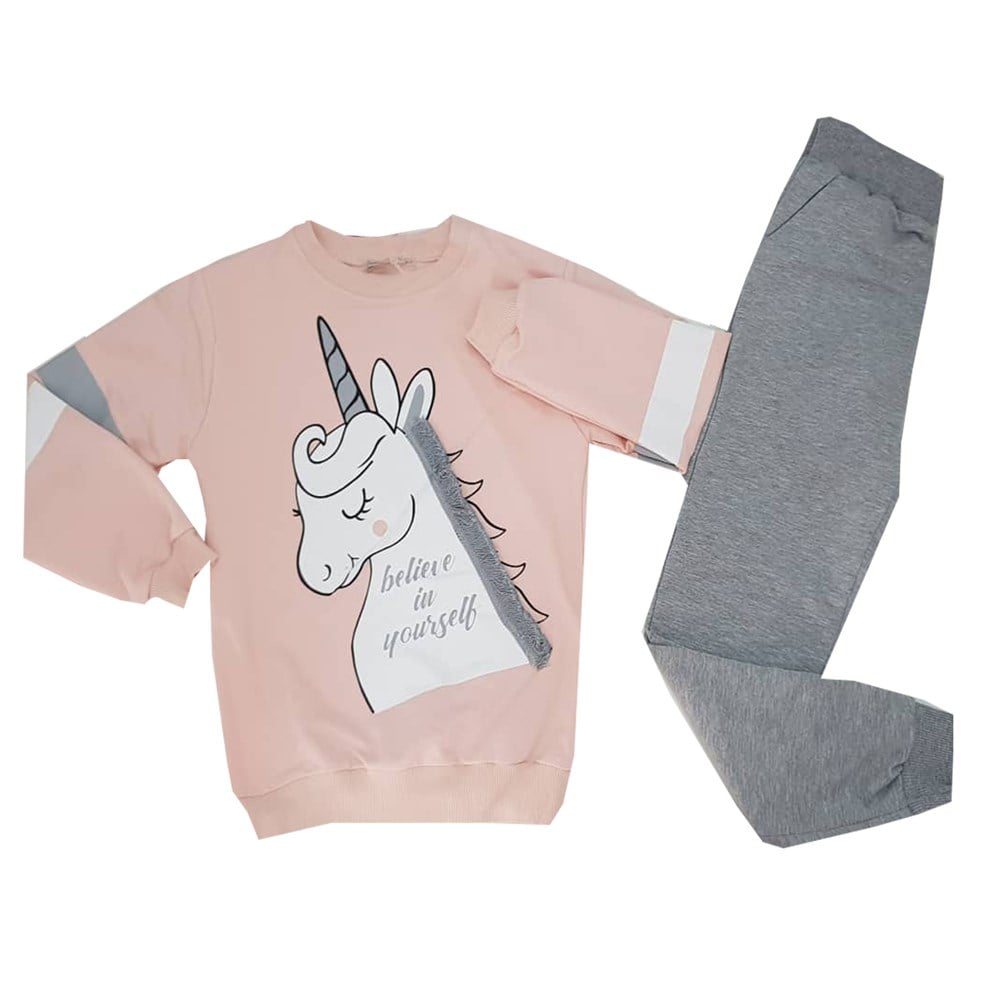 Unicorn Baskılı Kız Çocuk Eşofman Takım