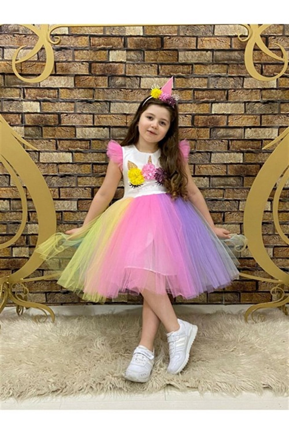 Kız Çocuk Unicorn Doğum Günü - Düğün Abiye Tütü Elbİise