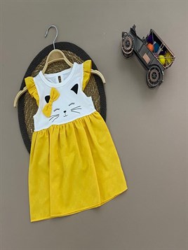 Kız Bebek Sarı Kedili Elbise