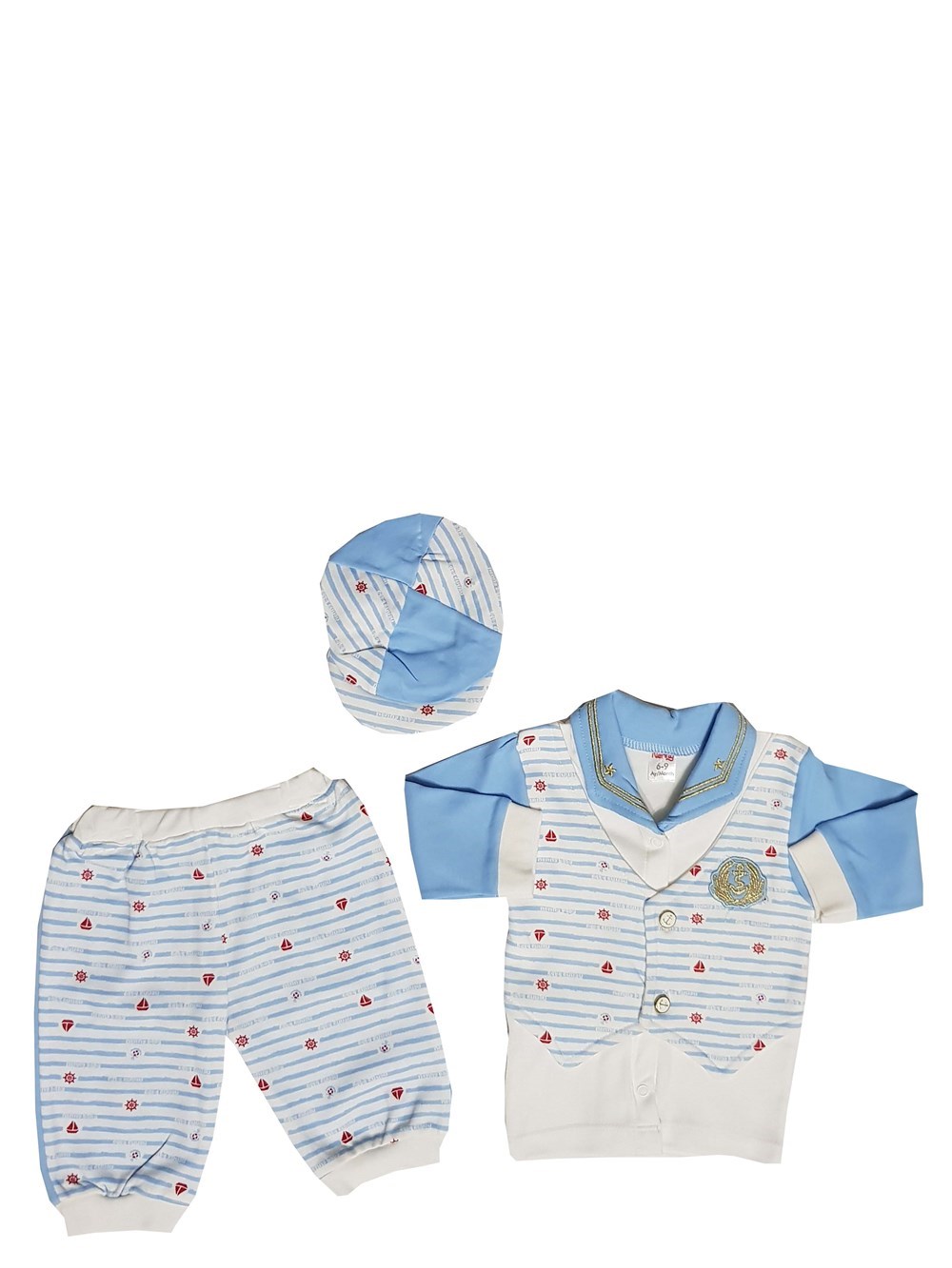 Nenny Baby Mavi - Beyaz 3 Lü Bebek Takım