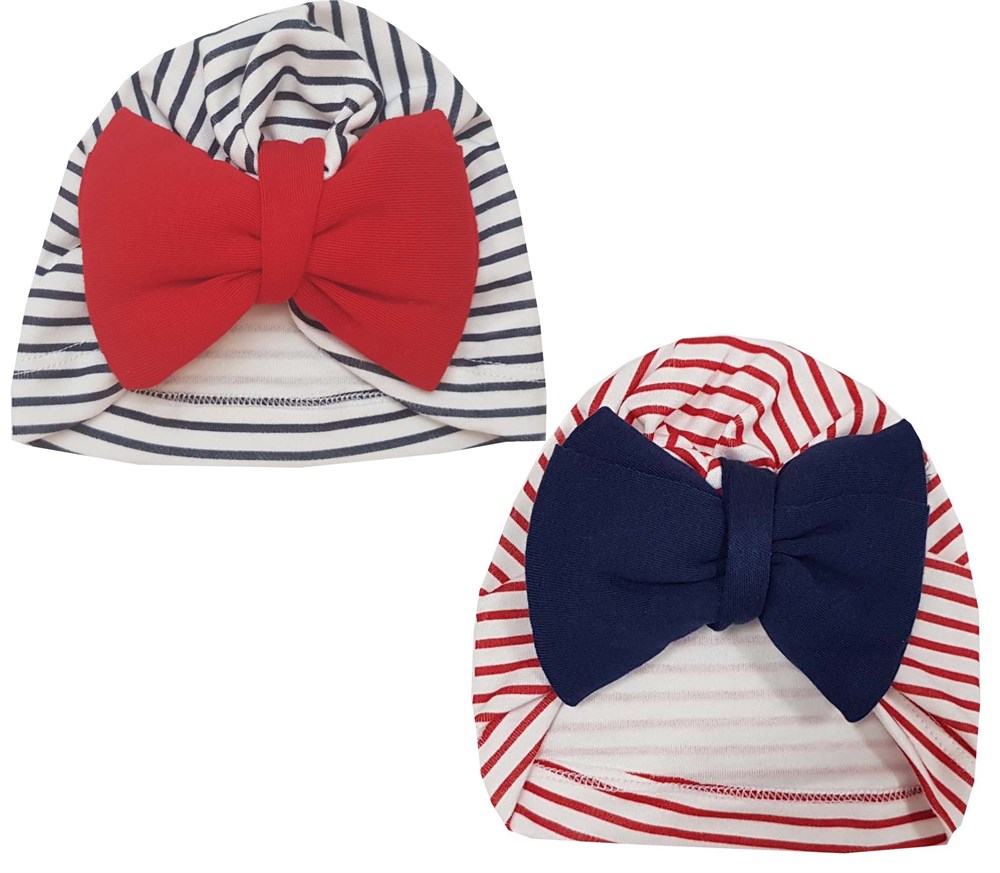 Begisa 2 adet Kız Bebek Fiyonklu Bone 0-12 Ay