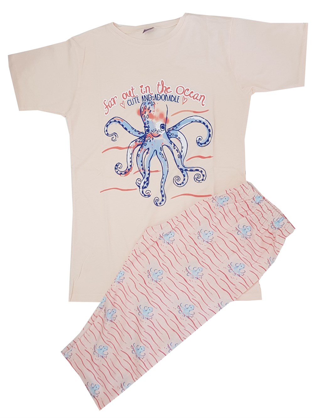 Feyzamavm Ahtapotlu Yavru Ağzı Kısa Kollu Kaprili Kız Çocuk Pijama