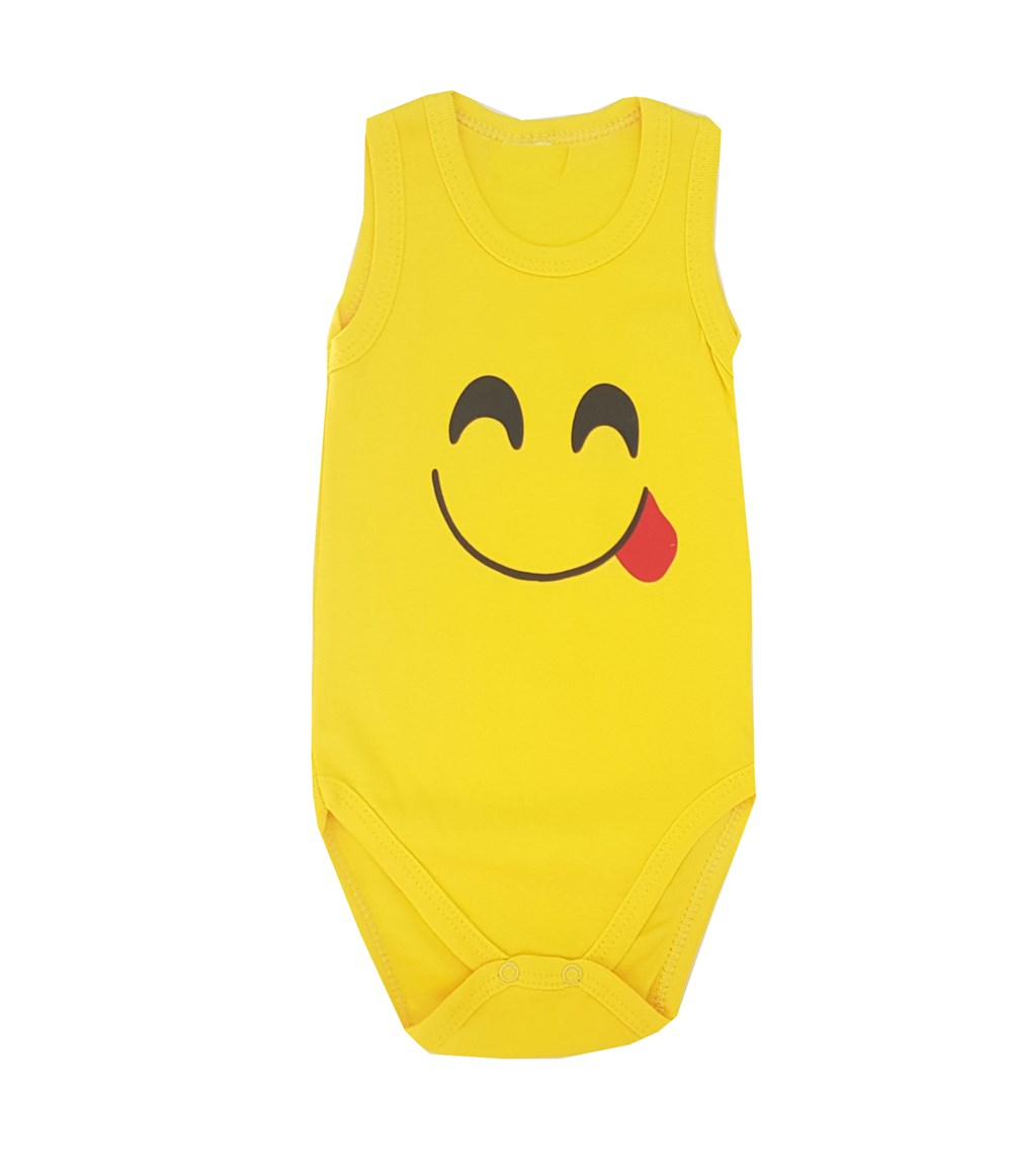 Feyzamavm Emoji Dil Çıkaran Baskılı Baskılı Unisex Askılı Badi & Zıbın