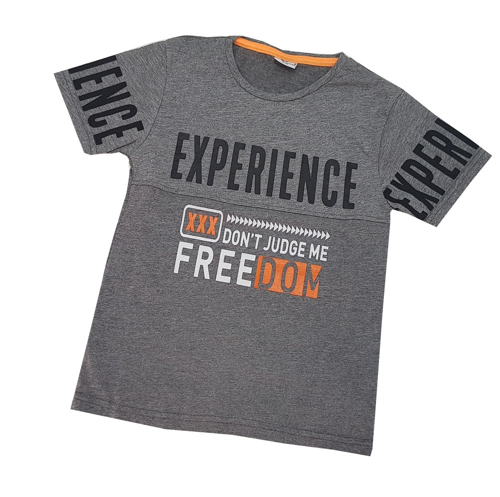 Gri Experence Yazılı Erkek Çocuk Tişört