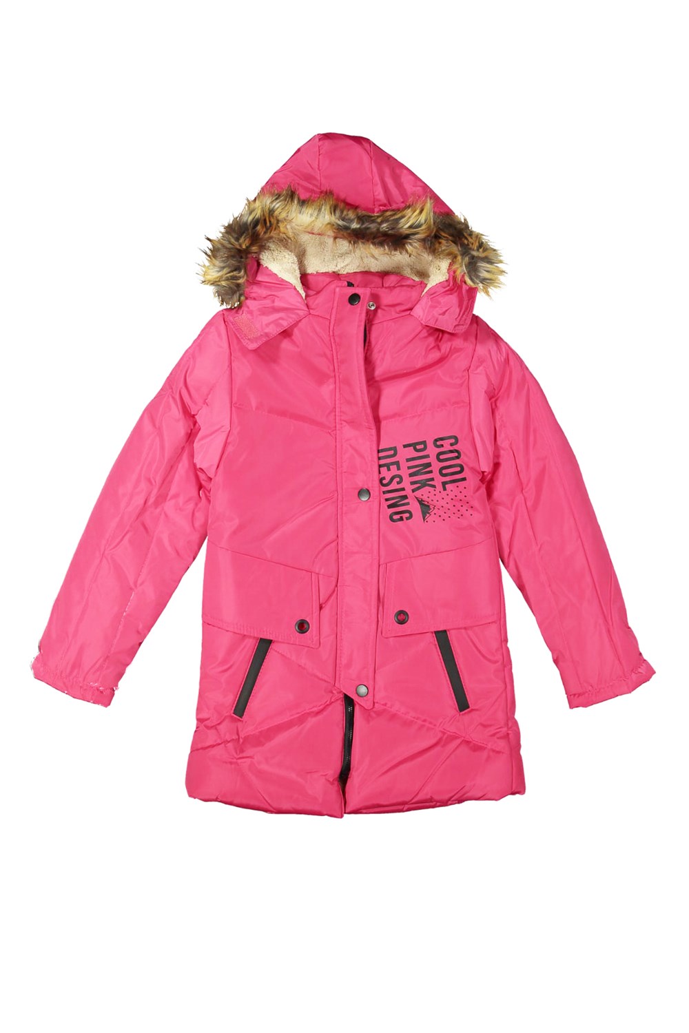 Kız Çocuk  Pembe Fermuarlı Garson Boy Mont
