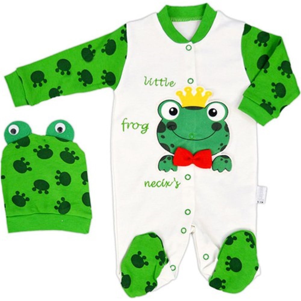 Necix Kurbağalı 2 Li Bebek Tulum