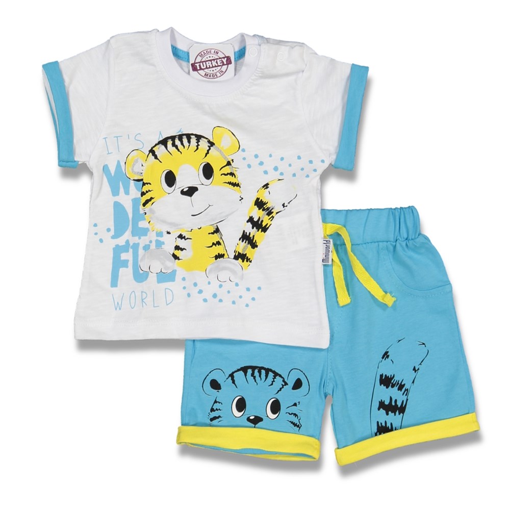 Miniword Kaplan Baskılı 2 Li Şortlu Yazlık Erkek Bebek Takım