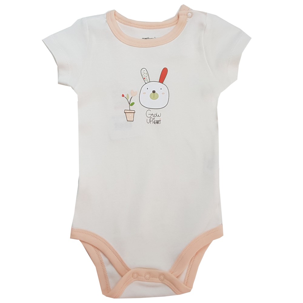 Mother Love Ceren Organik Kısa Kollu Baykuşlu Bebek Badi - Çıt Çıtlı Zıbın