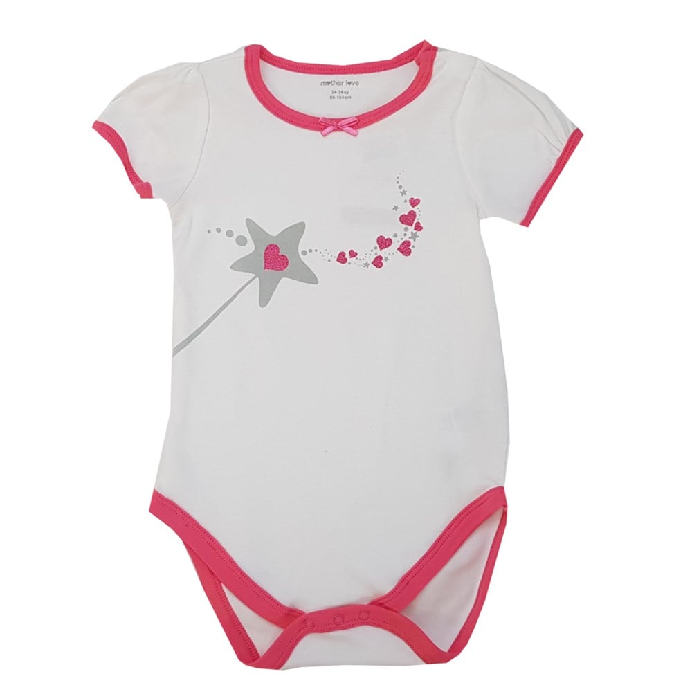 Mother Love Hilal Organik Kısa Kollu Bebek Badi - Çıt Çıtlı Zıbın