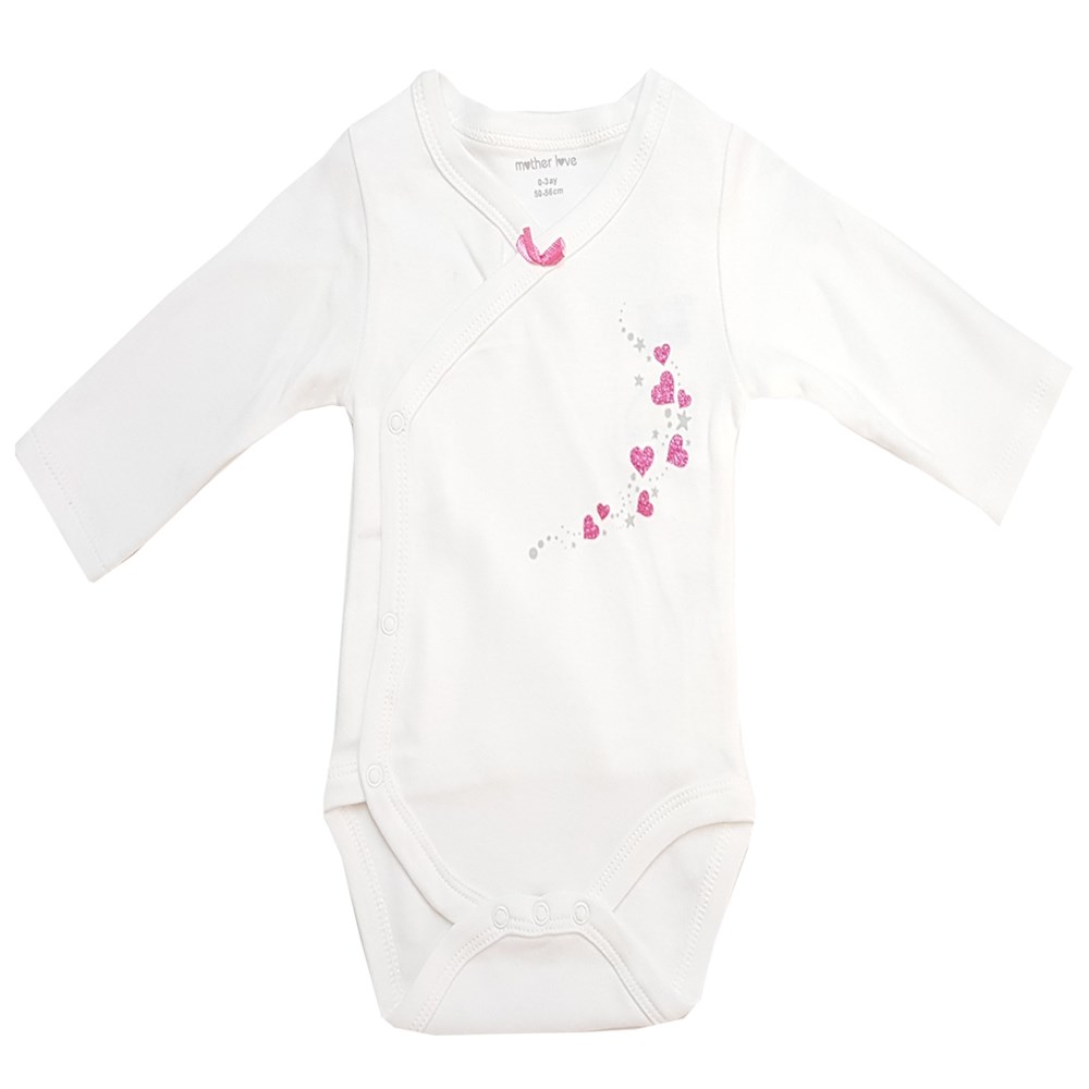 Mother Love Hilal Organik Uzun Kollu Bebek Badi - Yandan Çıt Çıtlı Zıbın