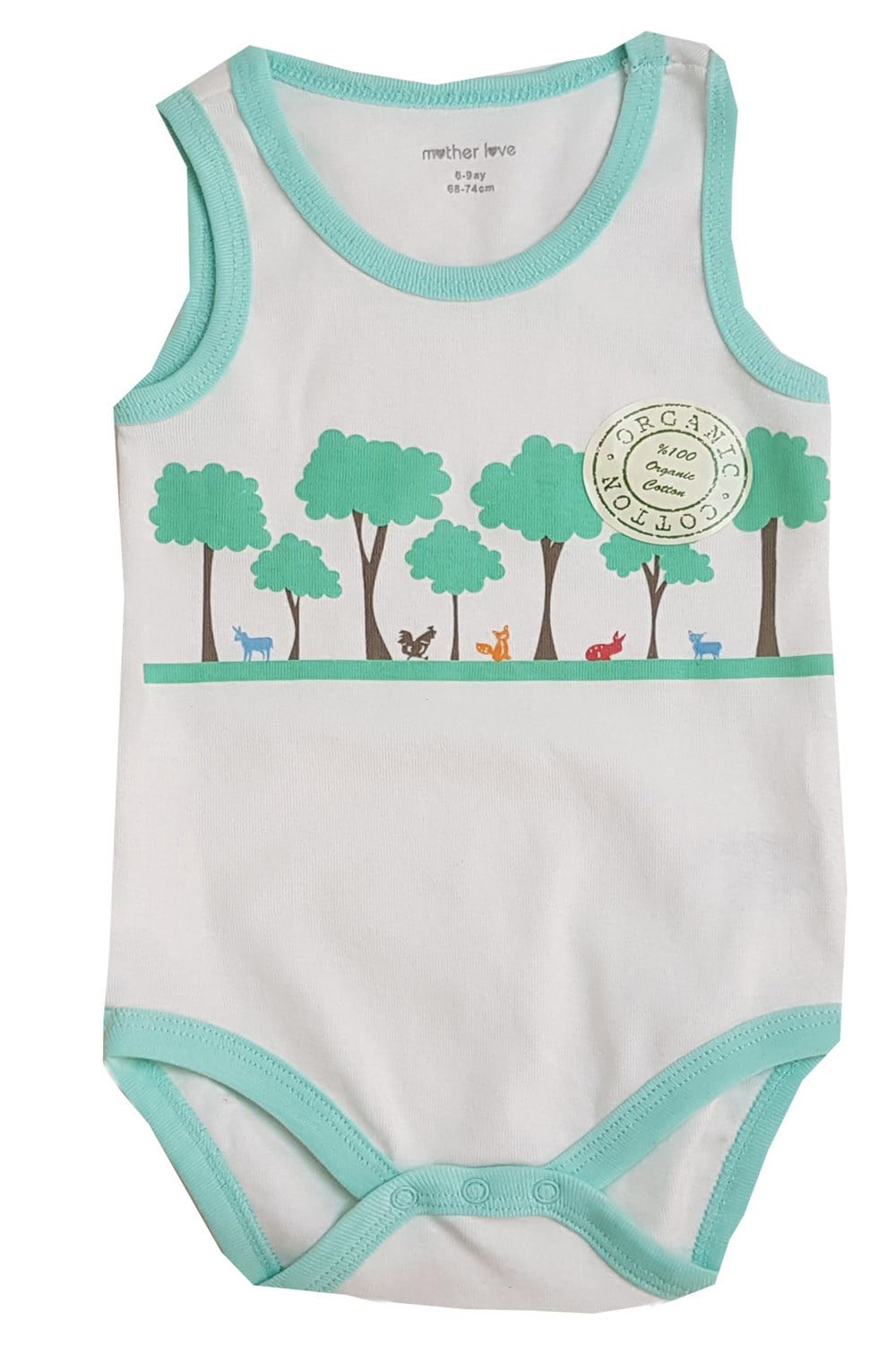 Mother Love Organik Doğa Uzun Askılı Bebek Badi - Çıt Çıtlı Zıbın