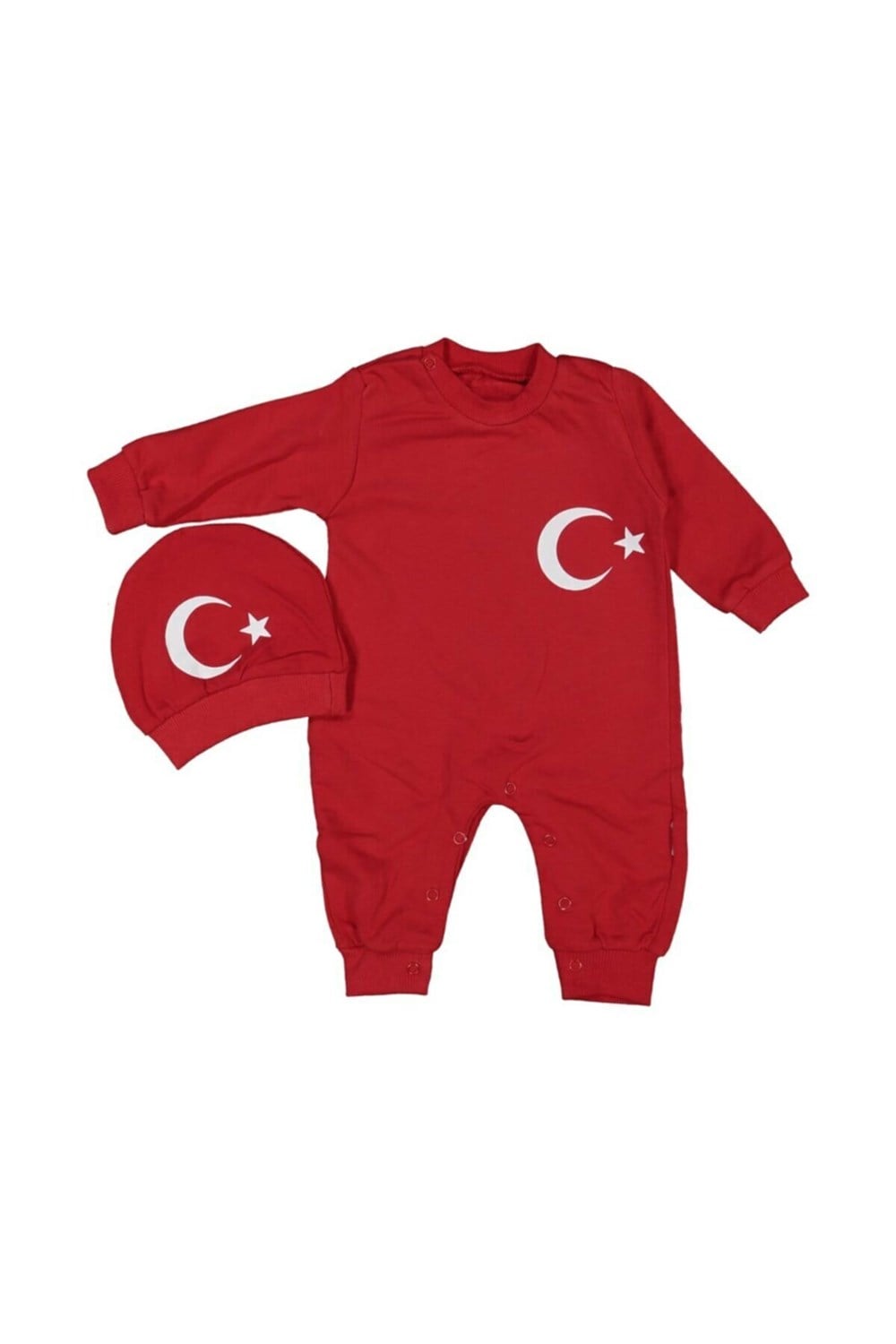 Unisex Bebek Ay Yıldızlı Uzun Kol Tulum