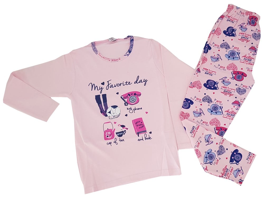 Vitmobaby Pembe Uzun Kollu Kız Çocuk Pijama