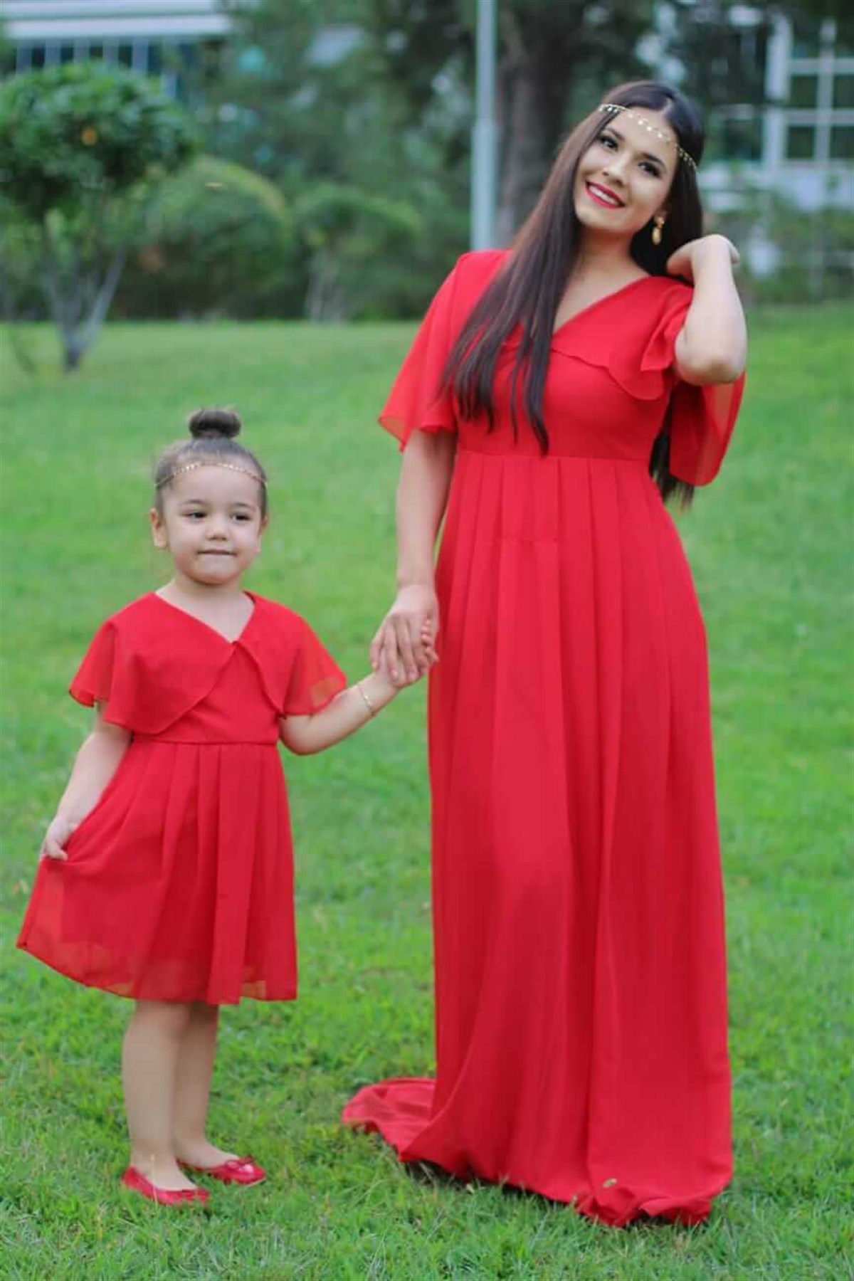 Moda Labio | Melek Kol Anne Kız Kırmızı Elbise