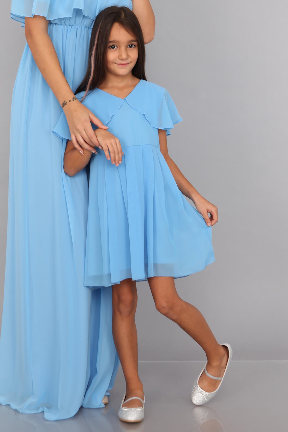 Moda Labio | Melek Kol Kız Çocuk Bebe Mavi Elbise
