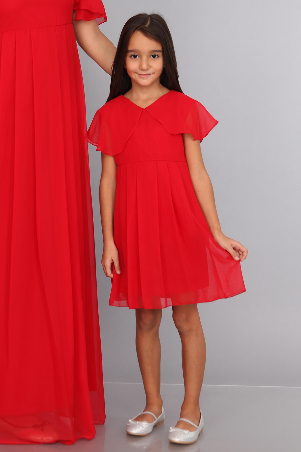 Moda Labio | Melek Kol Kız Çocuk Kırmızı Elbise