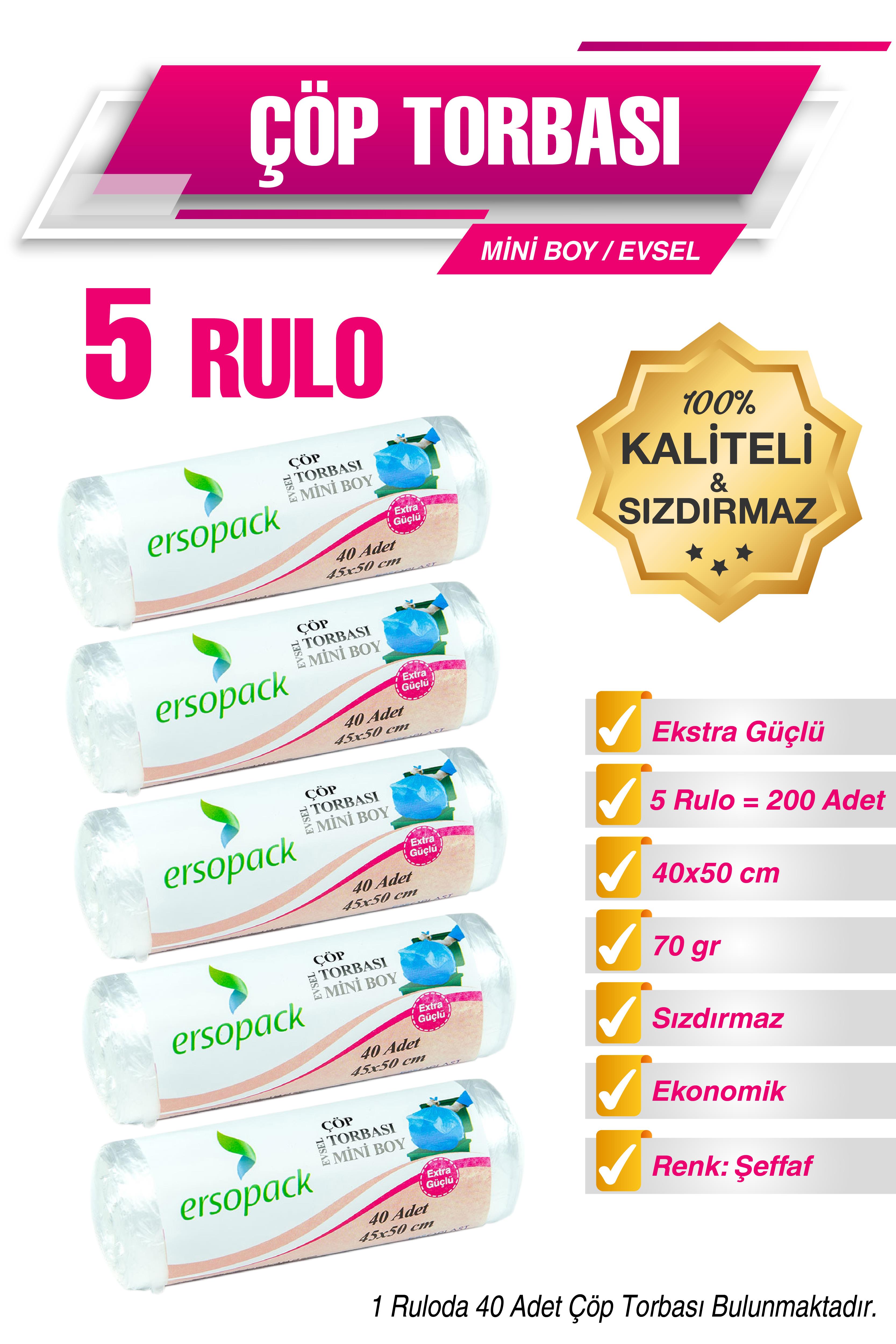 Ermet Ersopack Mini Boy Çöp Torbası 5 Rulo