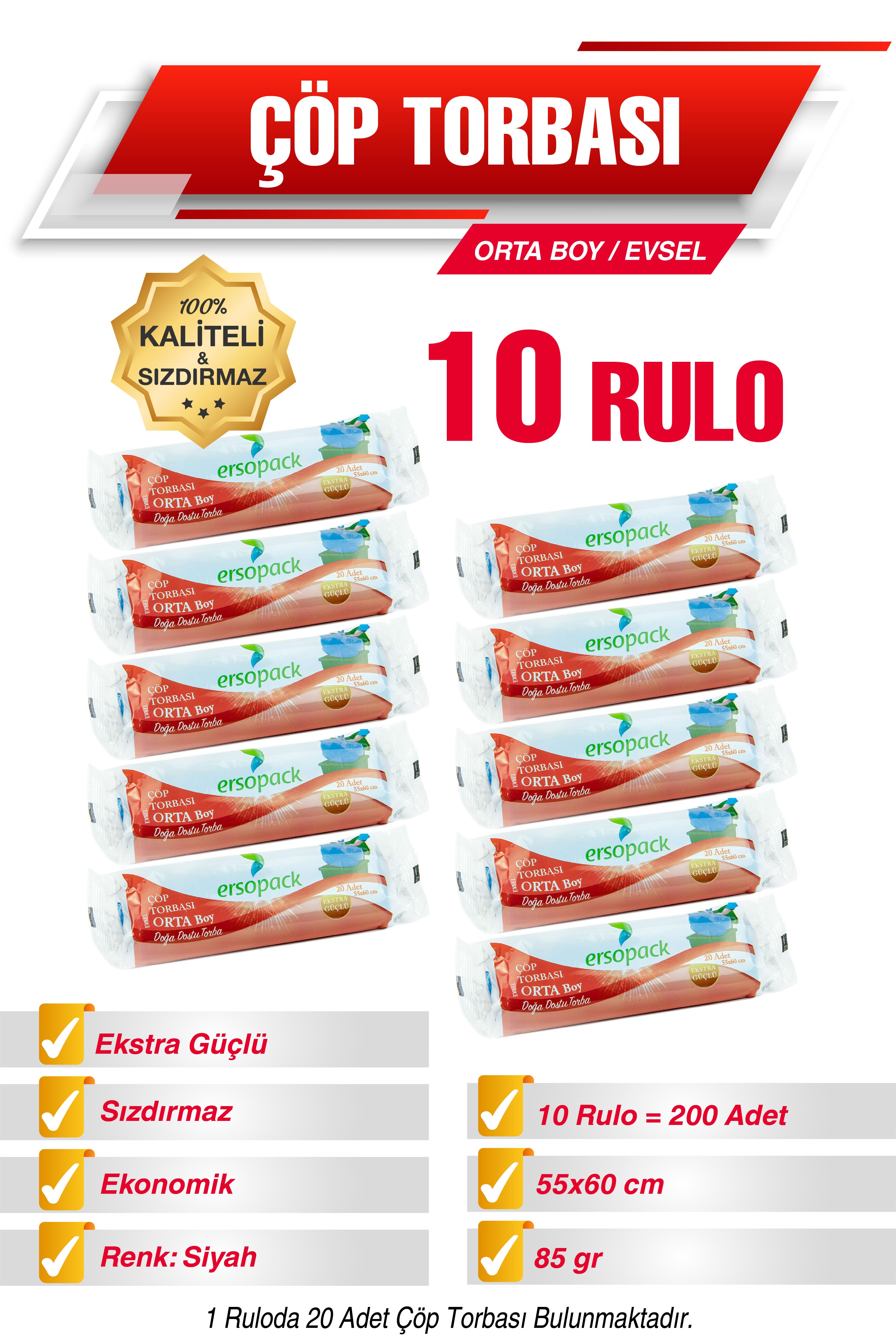 Ermet Ersopack OrtaBoy Çöp Torbası 10 Rulo