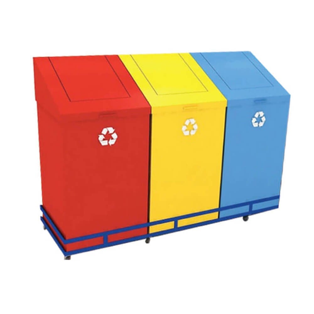 Palex 3561-1 Geri Dönüşüm 3'lü Set Çatı Kapaklı Boyalı Boyalı