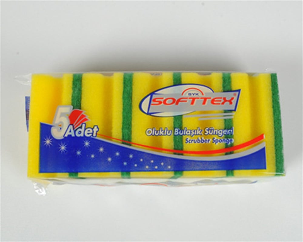 Softtex SFT205 5'li Oluklu Bulaşık Süngeri