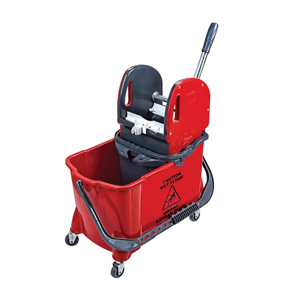 Üçtem HTS731 Çift Kovalı Plastik Presli Tekerli Temizlik Seti 24+10 LT