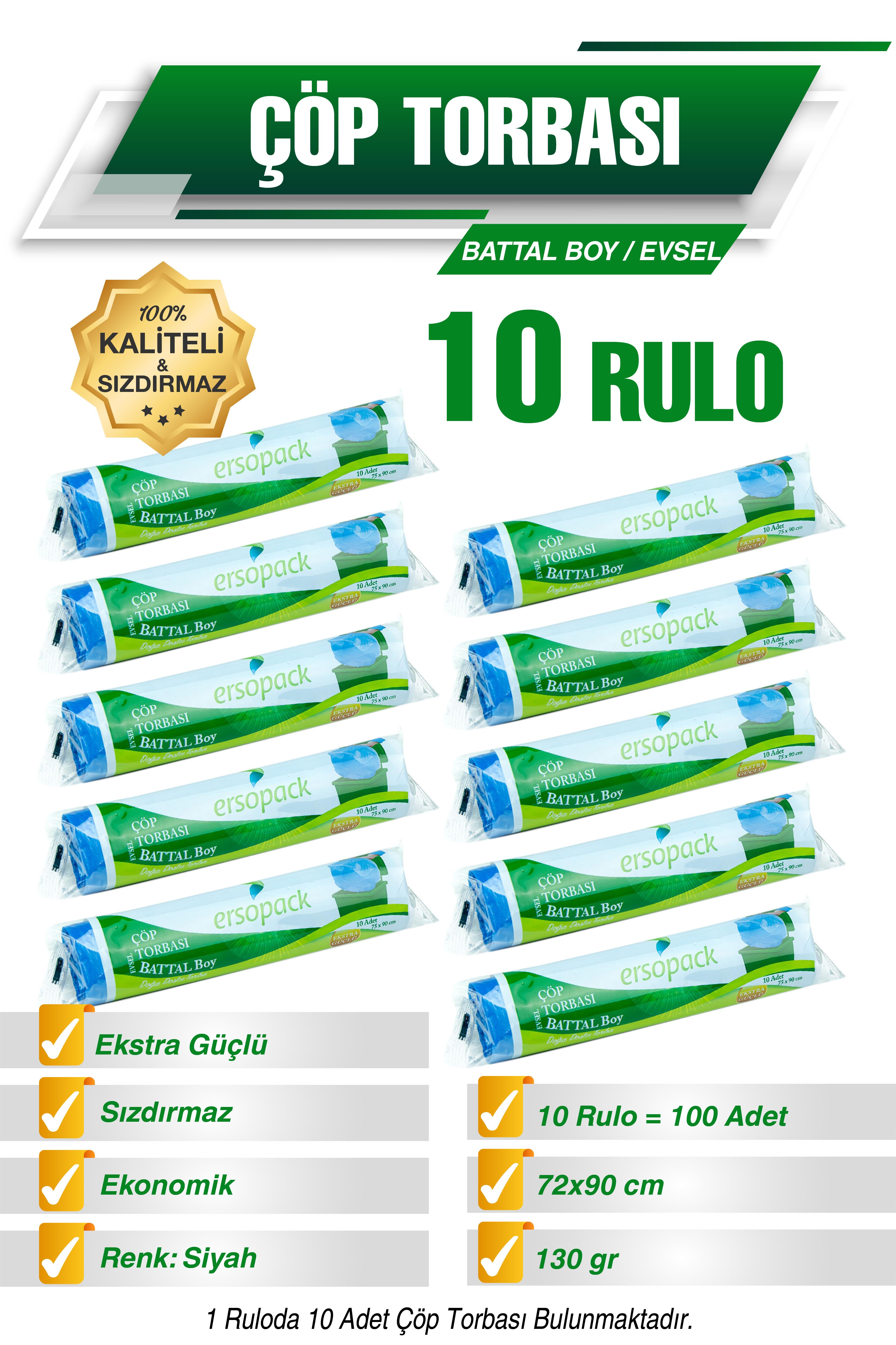 Ermet Ersopack Battal Boy Çöp Torbası 10 Rulo