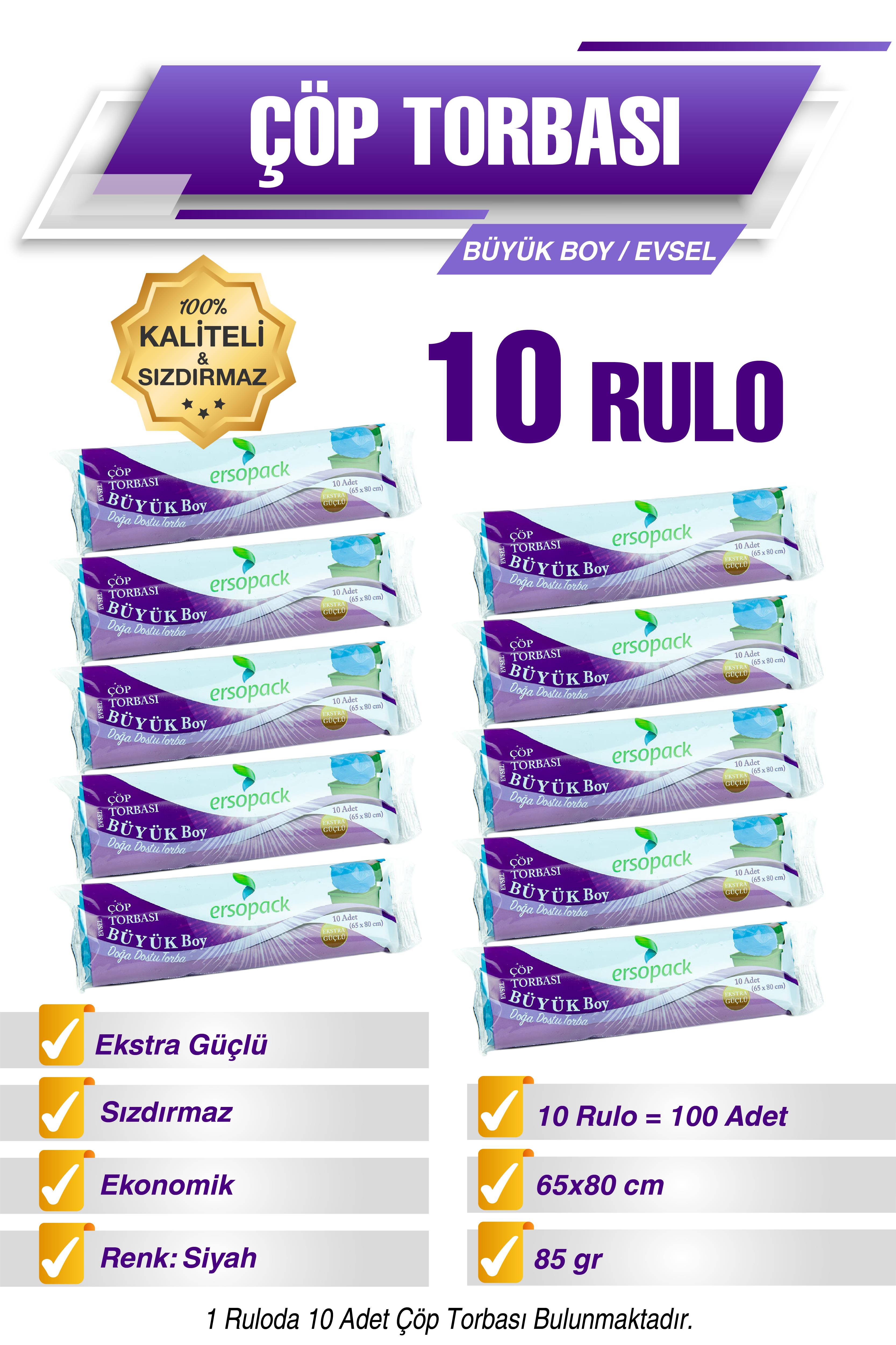 Ermet Ersopack Büyük Boy Çöp Torbası 10 Rulo