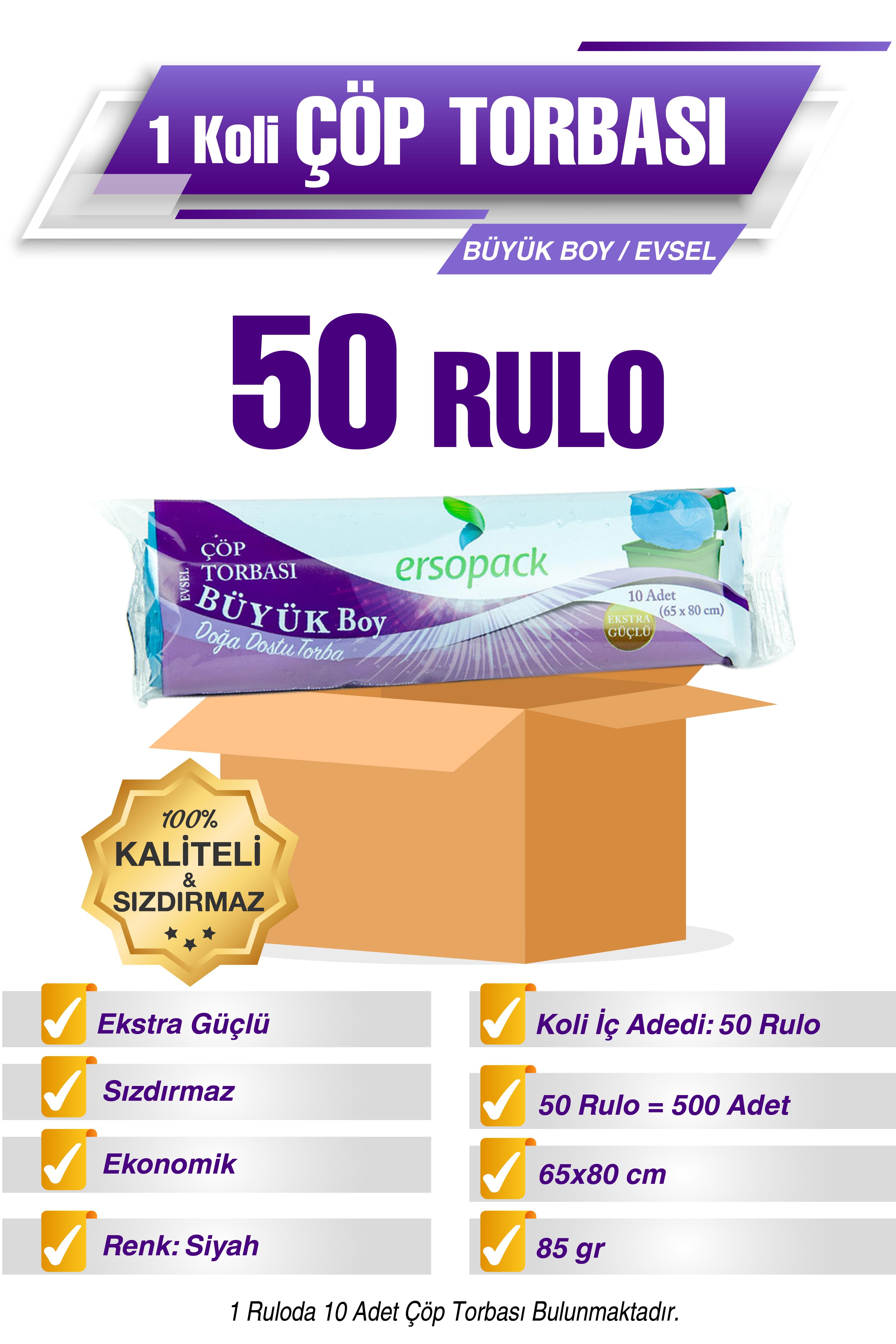 Ermet Ersopack Büyük Boy Çöp Torbası 50 Rulo