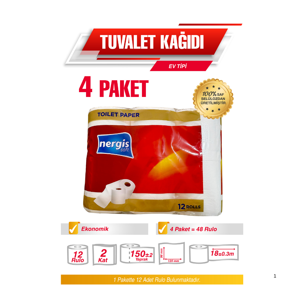 Ermet Tuvalet Kağıdı 4 Paket 48'li