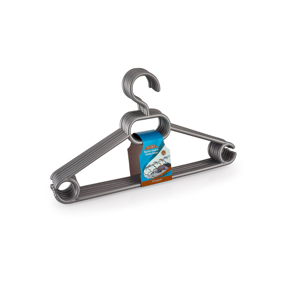 Flora F316 Büyük Klasik Elbise Askısı 6'lı Asorti