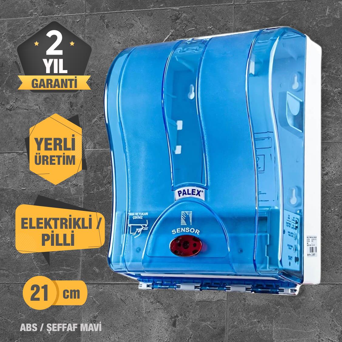 Palex 3491-1 Prestij Otomatik Havlu Dispenseri 21 CM Şeffaf Mavi