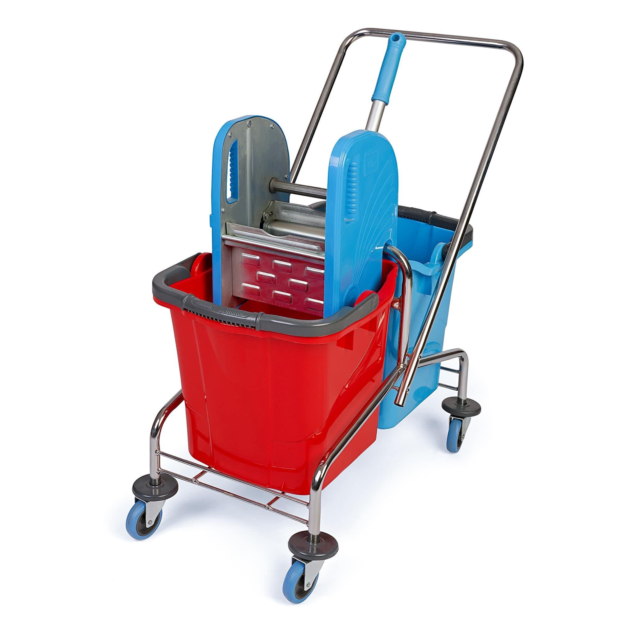 Üçtem CK752 Çift Kovalı Metal Presli Krom Taşıyıcılı Temizlik Seti 2x25 LT