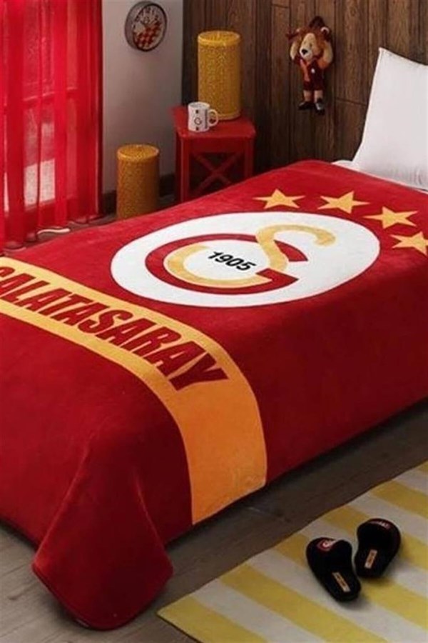 Taç Lisanslı Battaniye Tek Kişilik Galatasaray Sarı Kırmızı