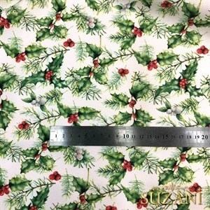  Yeşil Yapraklı Kokina Desenli Dijital Baskılı Kumaş