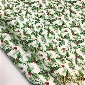  Yeşil Yapraklı Kokina Desenli Dijital Baskılı Kumaş