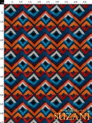 3D Etnik Kilim Desenli Dijital Baskılı Kumaş