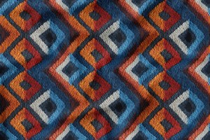 3D Etnik Kilim Desenli Dijital Baskılı Kumaş