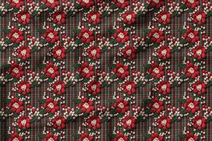 3D İncili Ekose Desenli Dijital Baskılı Kumaş