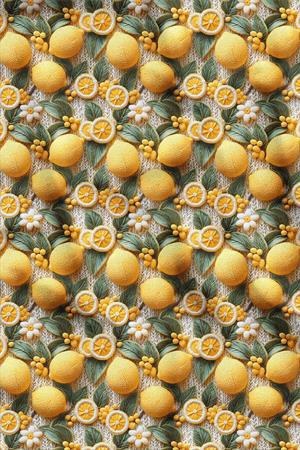 3D Limon Desenli Dijital Baskılı Kumaş