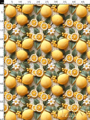 3D Limon Desenli Dijital Baskılı Kumaş