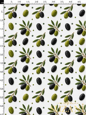 3D Nakış işlemeli Zeytin Desenli Dijital Baskılı Kumaş