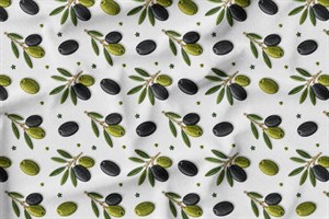 3D Nakış işlemeli Zeytin Desenli Dijital Baskılı Kumaş