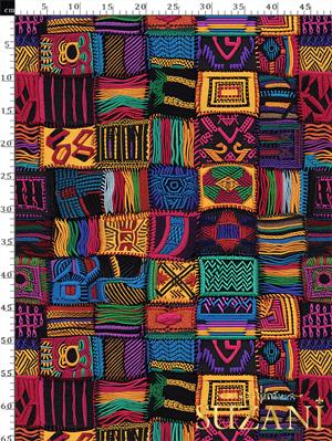 3D Renkli Patchwork Desenli Dijital Baskılı Kumaş