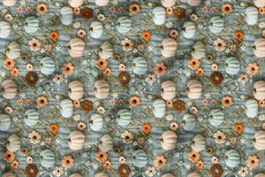 3D Sonbahar Balkabağı 2 Desenli Dijital Baskılı Kumaş