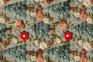 3D Sonbahar Keten Zeminli Çam Desenli Dijital Baskılı Kumaş