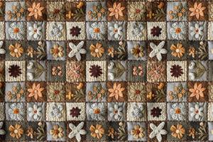 3D Sonbahar Patchwork Desenli Dijital Baskılı Kumaş