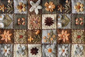 3D Sonbahar Patchwork Desenli Dijital Baskılı Kumaş